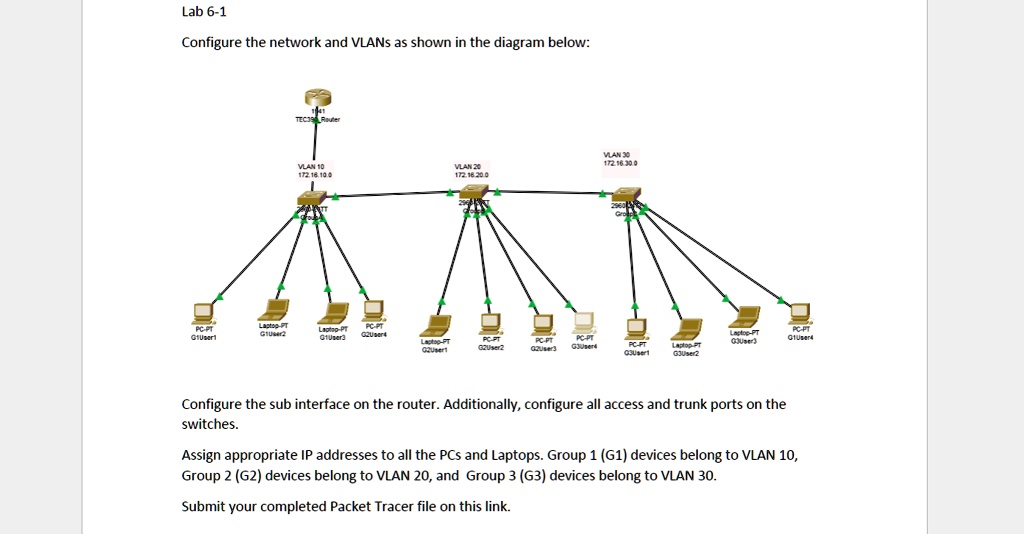 VIDEO solution: Lab 6-1 Configure the network and VLANs as shown in the ...