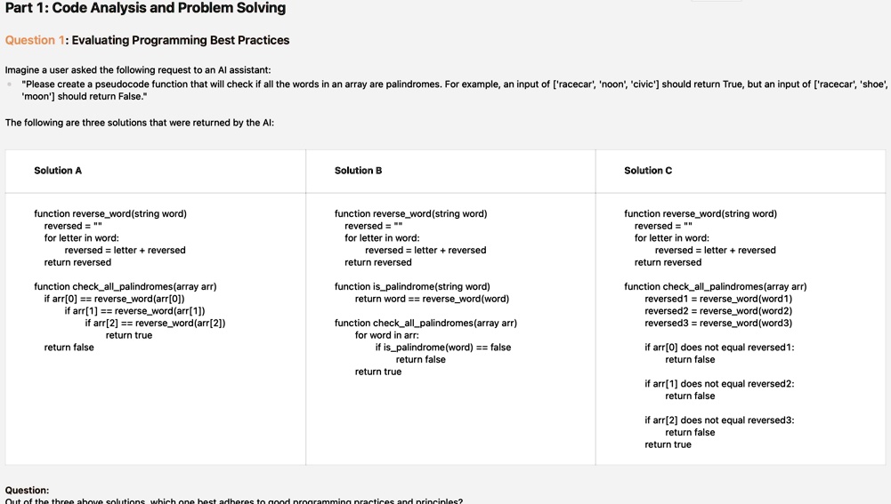Part 1: Code Analysis and Problem Solving Question 1: Evaluating ...
