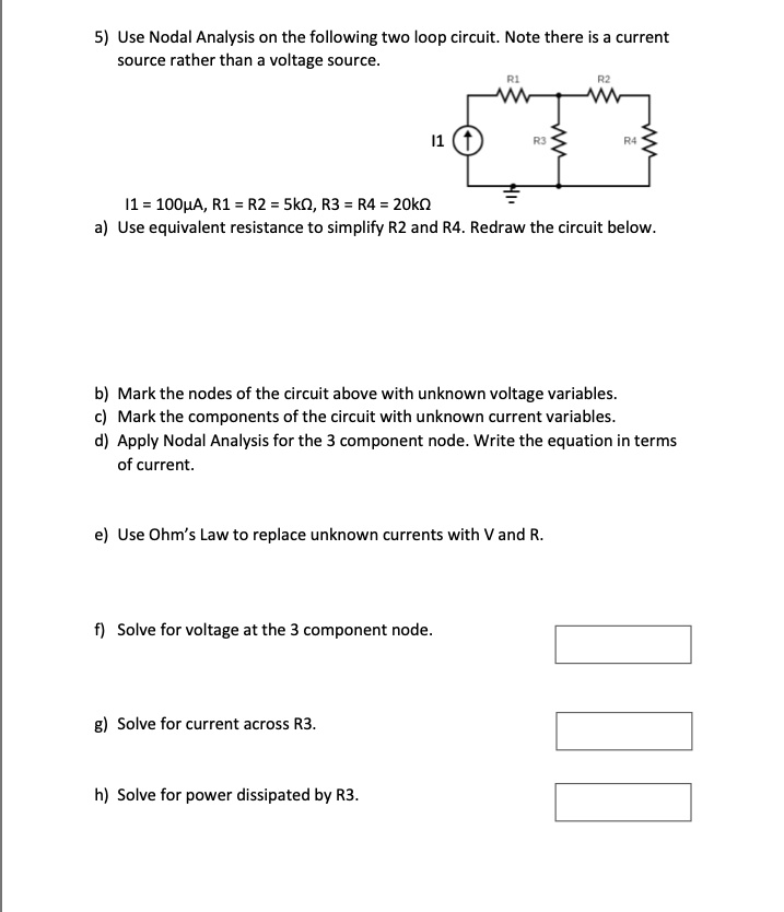 SOLVED: Use Nodal Analysis on the following two-loop circuit: Note ...