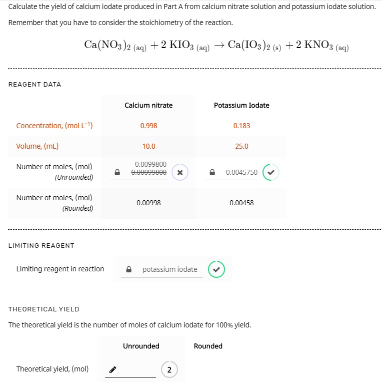 Calculate The Yield Of Calcium Iodate Produced In Part From Calcium Nitrate Solution And 0844