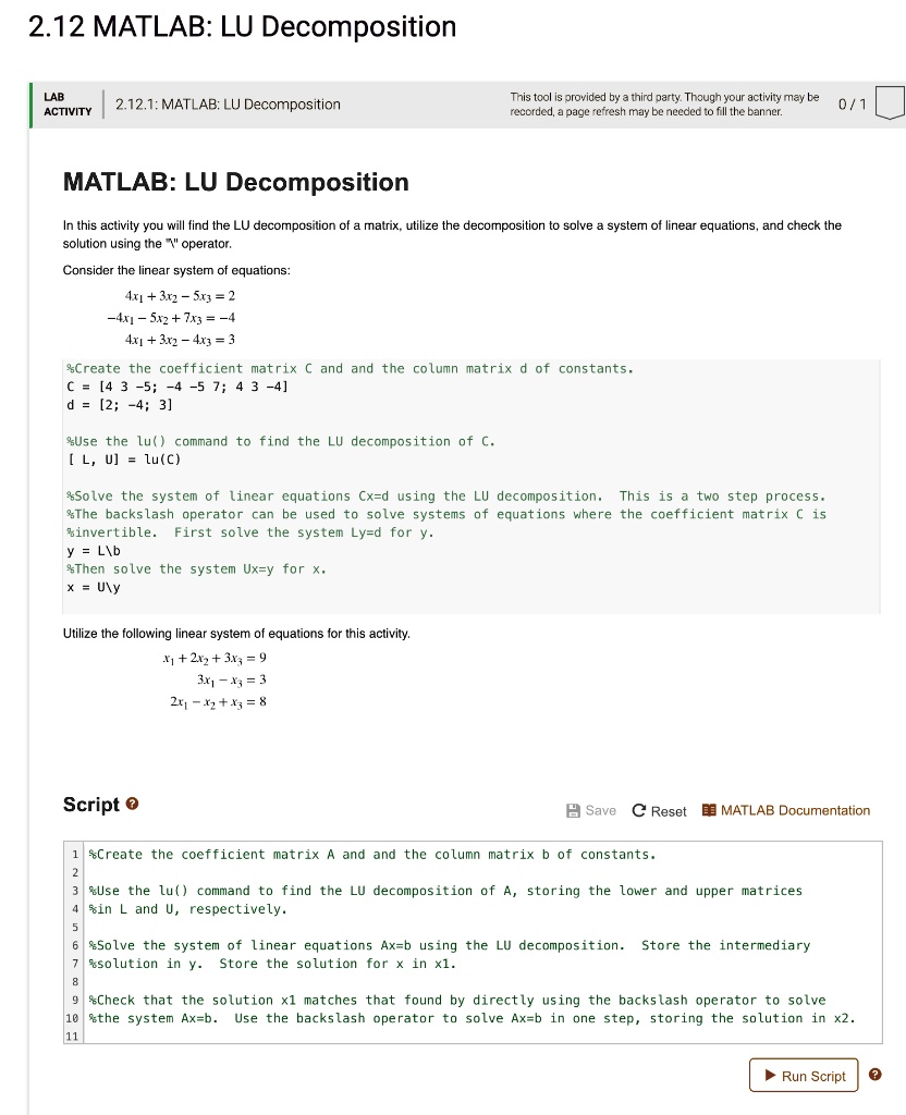 212 matlab lu decomposition lab activity this tcol is provided b tnird ...