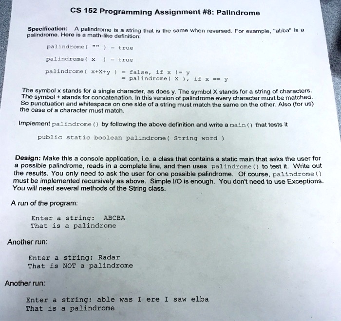 Palindrome Examples Math SOLVED: Palindrome. Here is a math-like definition: palindrome - true ...