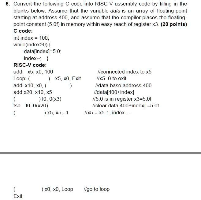 VIDEO solution: Convert the following â‚¬ code into RISC-V assembly ...