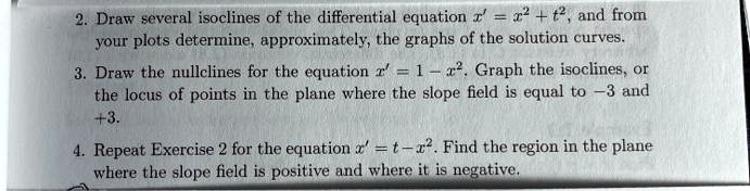 draw several isoclines of the differential equation v and from your ...