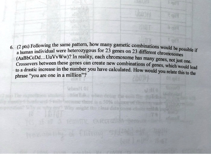 SOLVED (2 pts) Following the same pattern; how many gametic
