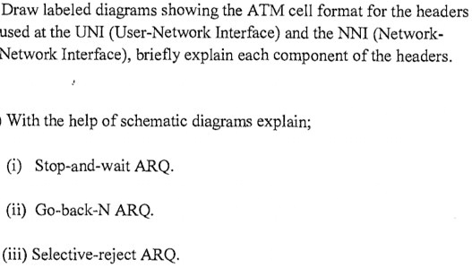 SOLVED: Draw labeled diagrams showing the ATM cell format for the ...