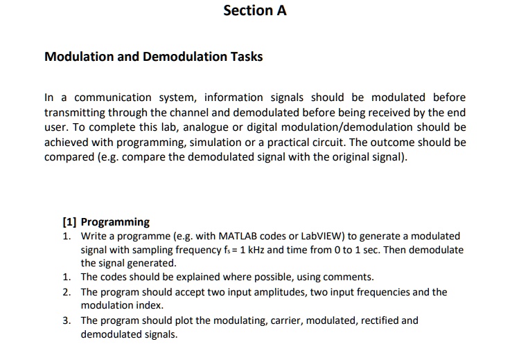 SOLVED: Modulation and Demodulation Tasks In a communication system ...