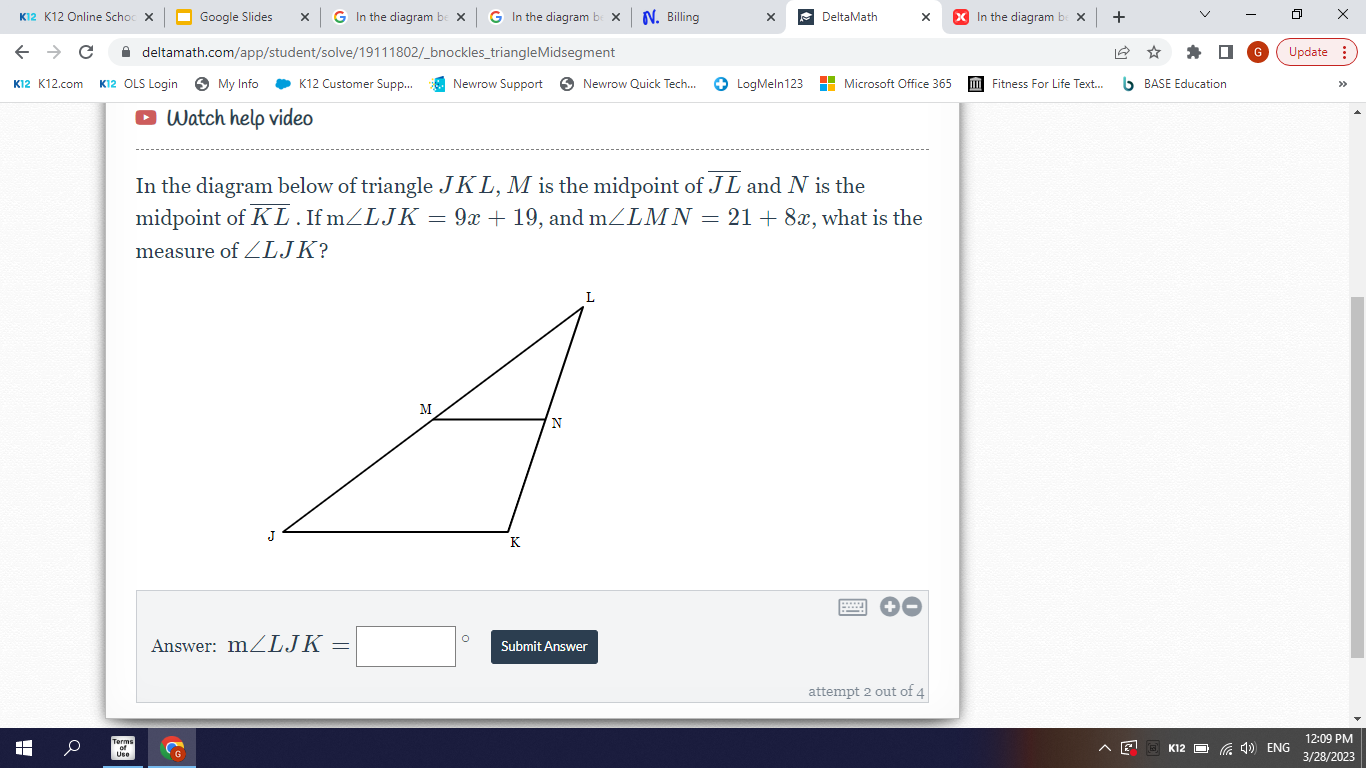 SOLVED In The Diagram Below Of Triangle J K L M Is The Midpoint Of J 5-week-math-course-multiplication-table