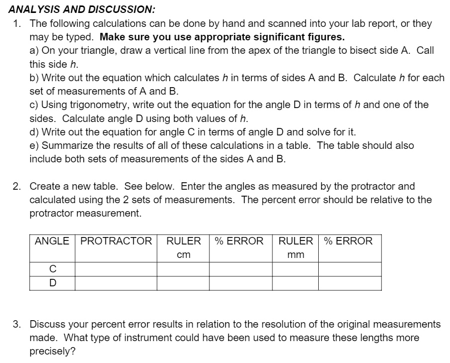 SOLVED: ANALYSIS AND DISCUSSION: The Following Calculations Can Be Done ...