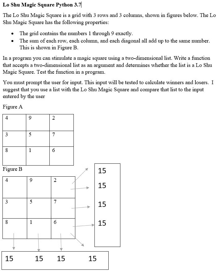 SOLVED: The Lo Shu Magic Square is a grid with 3 rows and 3 columns ...