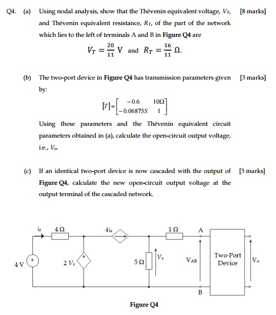 SOLVED: Q4. (a) Using nodal analysis, show that the Thevenin equivalent ...