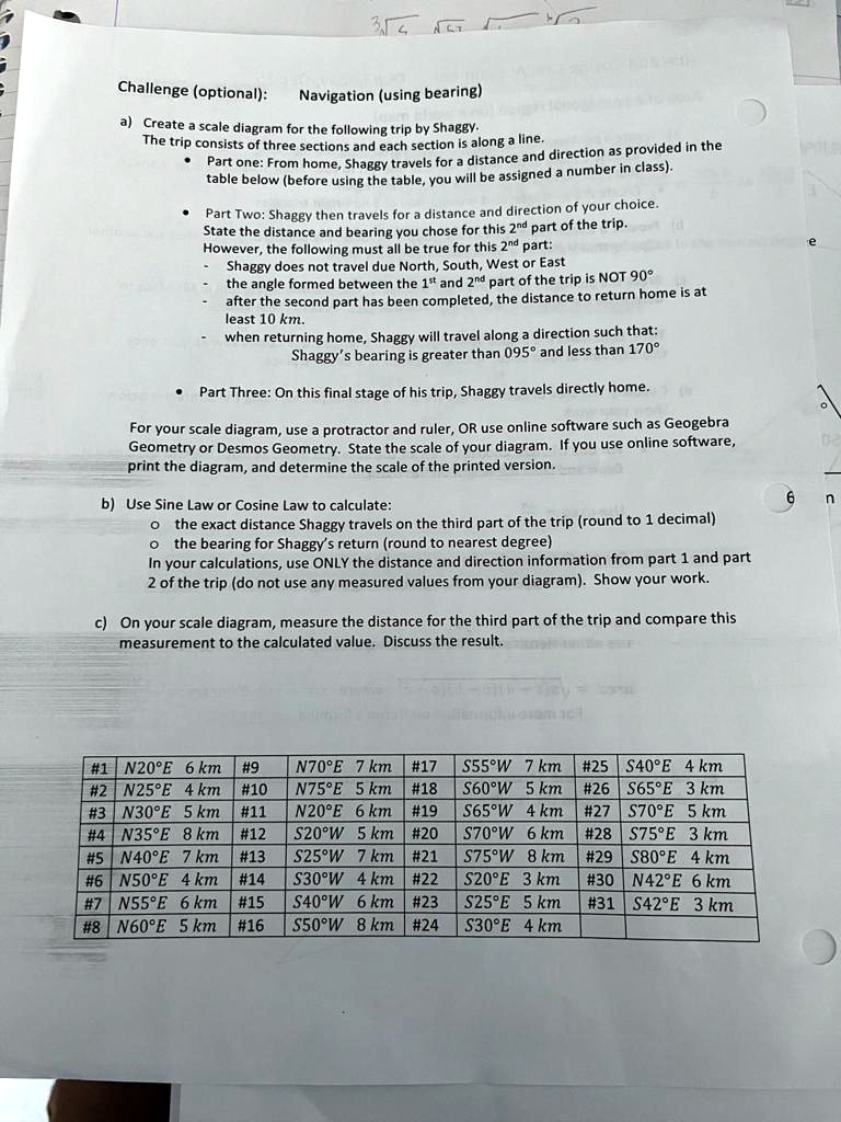 Challenge (optional): Navigation (using bearing) a) Create a scale ...