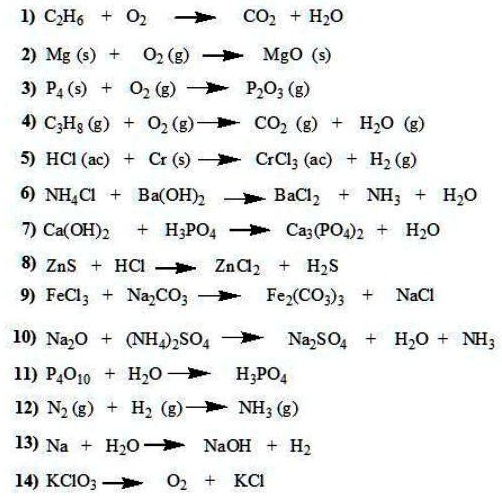 SOLVED: 1-Determinar el tipo de reacción quimica en cada una de las ...