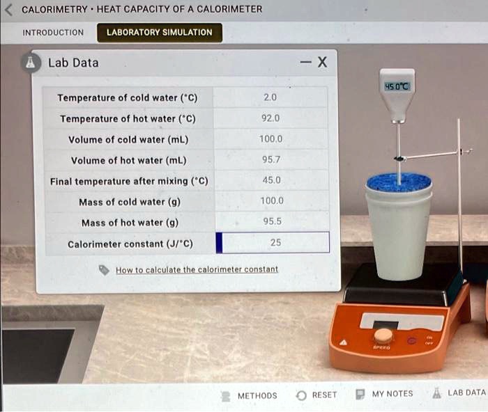 SOLVED: Text: Calculate calorimeter constant CALORIMETRY HEAT CAPACITY ...