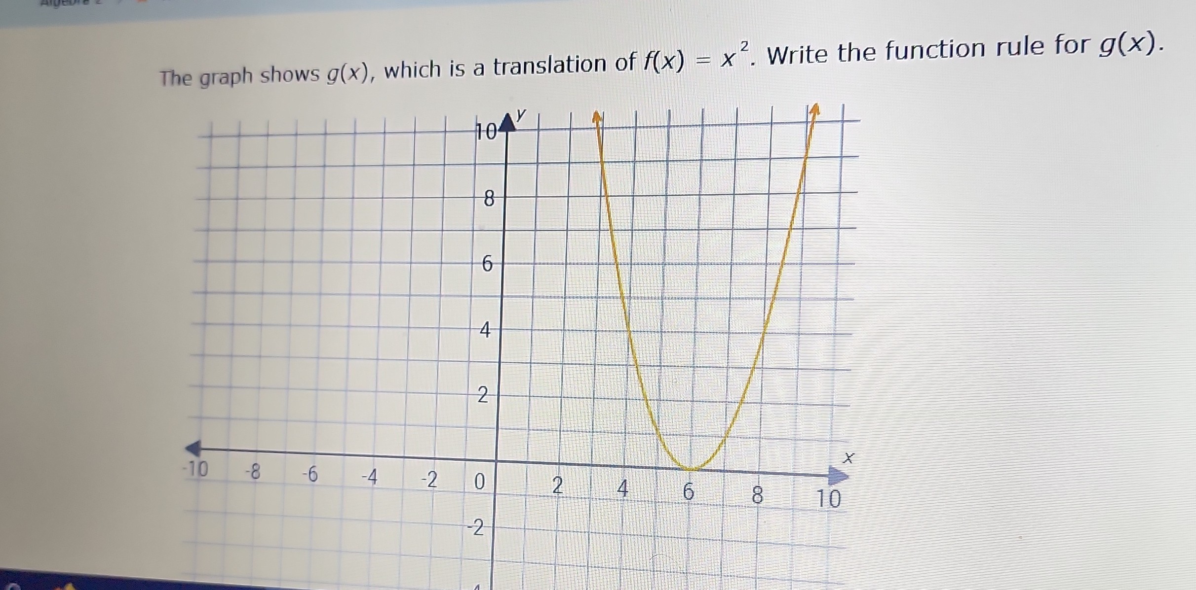 solved-the-graph-shows-g-x-which-is-a-translation-of-f-x-x-2-write