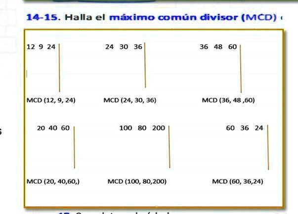 máximo común divisor entre 14 36 y 12