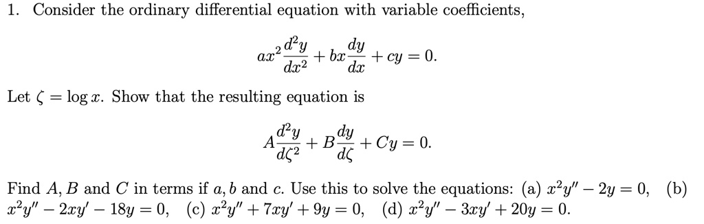 SOLVED: Consider the ordinary differential equation with variable ...