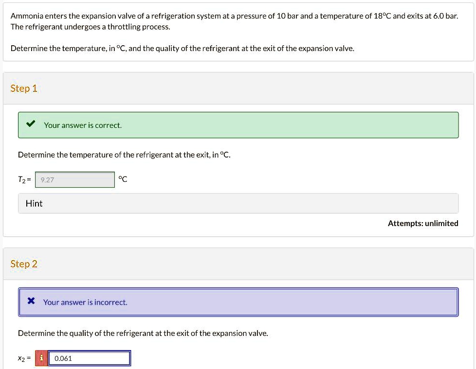 SOLVED Ammonia enters the expansion valve of a refrigeration system at