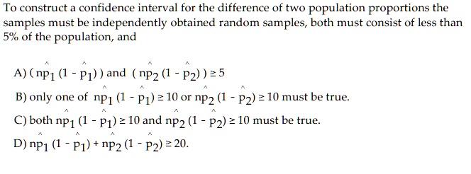 To construct a confidence interval for the difference of two...
