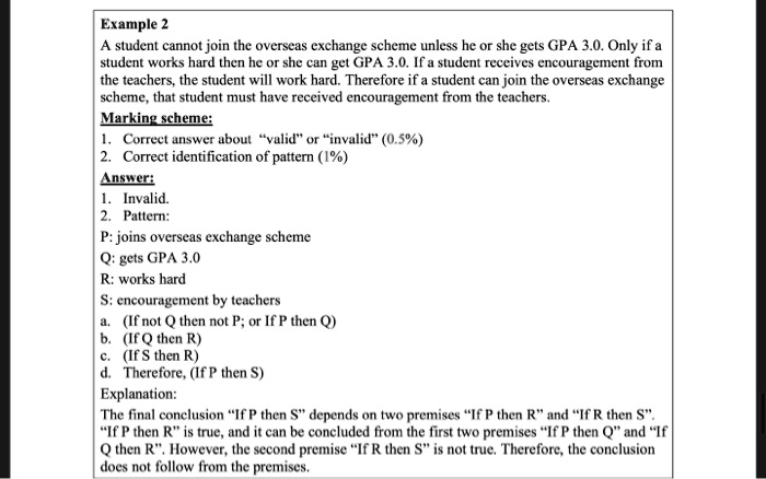 Solved Example Student Cannot Join The Overseas Exchange Scheme Unless He Or She Gets Gpa 3 0 Only If A Student Works Hard Then He Or She Can Get Gpa 3 0 Ic Student Receives