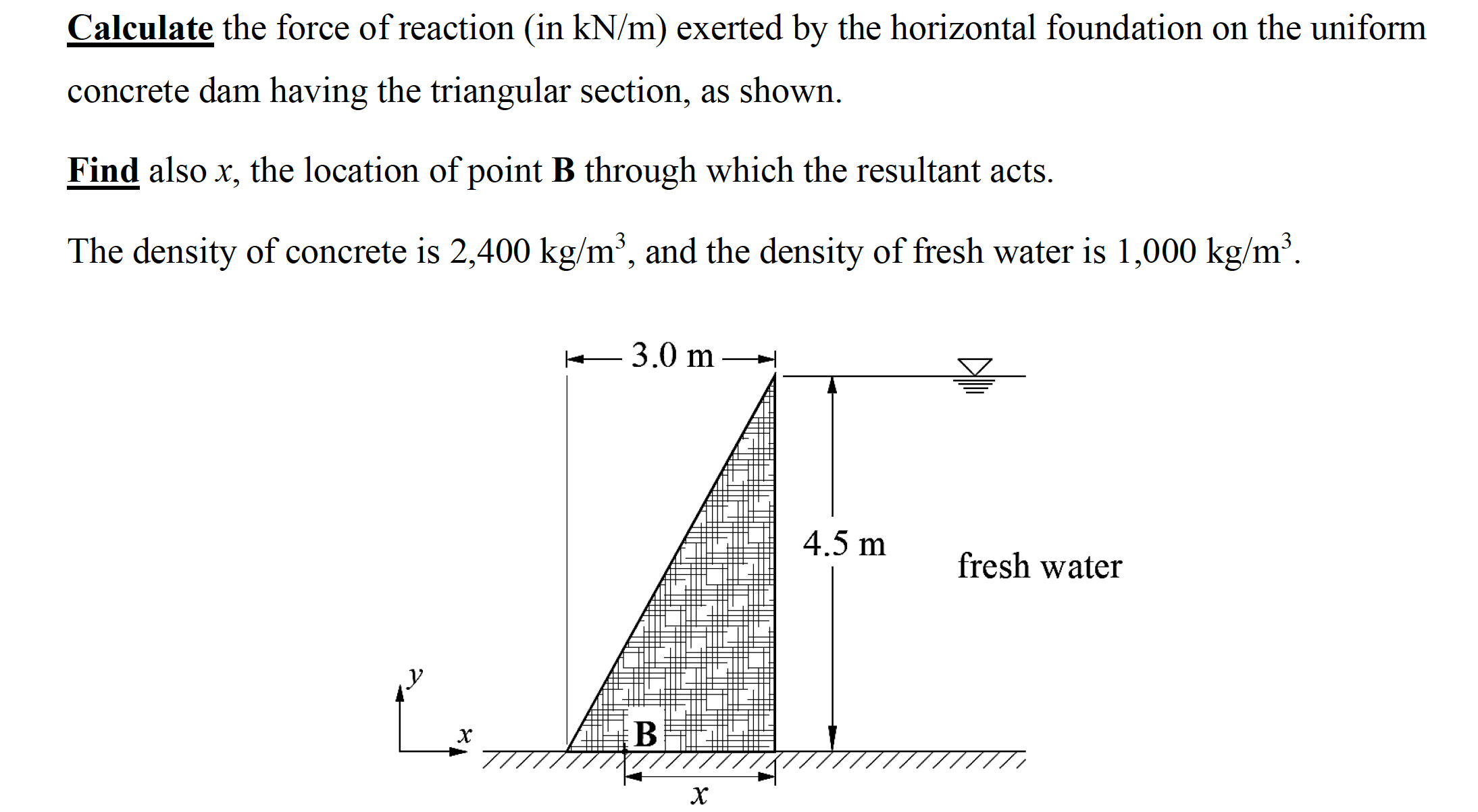 SOLVED: Calculate the force of reaction (in kN / m ) exerted by the ...