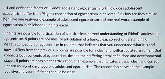 SOLVED List and define the facets of Elkind s adolescent