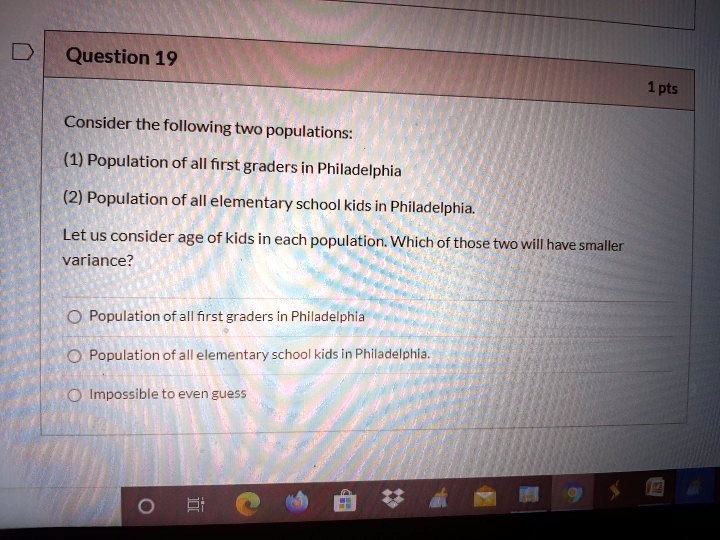 SOLVED Question 19 1pts Consider the following two populations (1