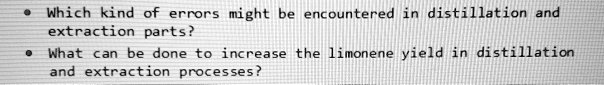 SOLVED: Which kind errors might be encountered in distillation and ...