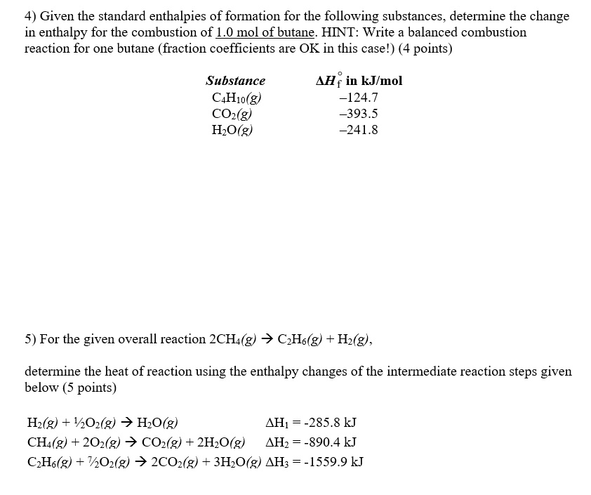 SOLVED Given the standard enthalpies of formation for the following