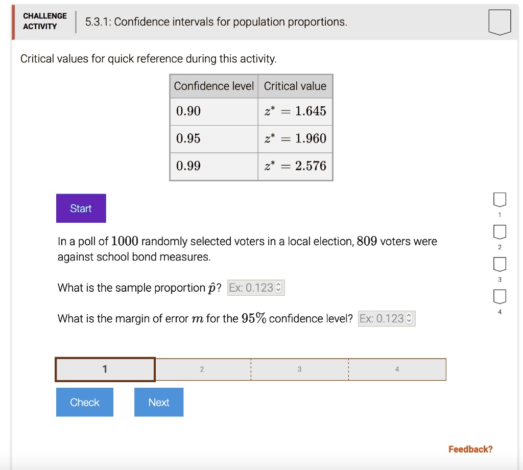 challenge activity 531 confidence intervals for population proportions ...