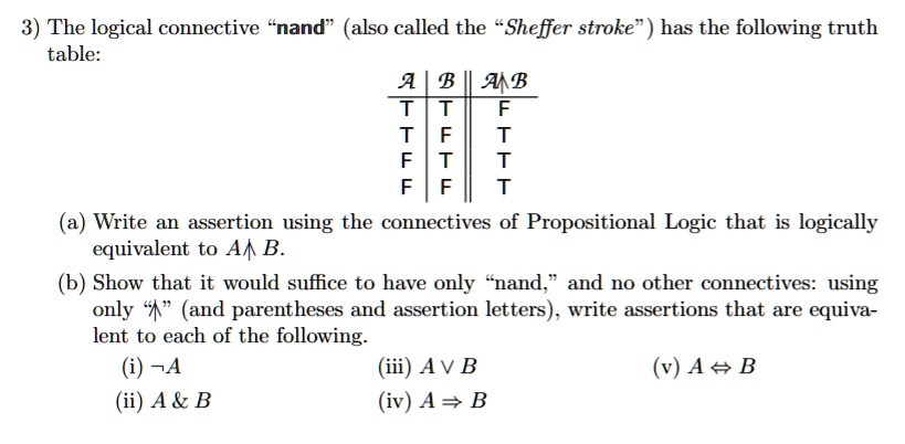 SOLVED: 3) The logical connective nand