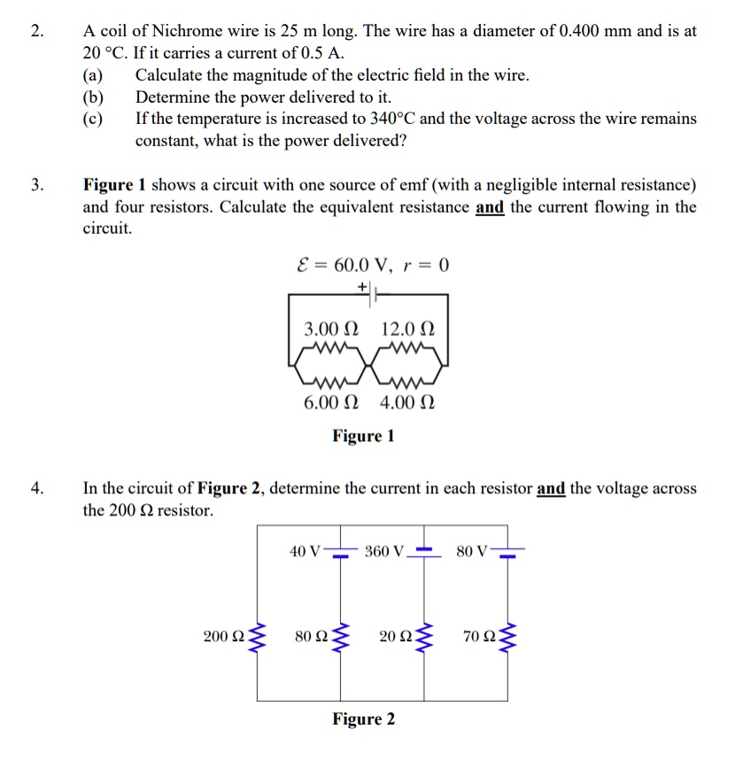 2. A coil of Nichrome wire is 25 m long. The wire has a diameter of 0. ...