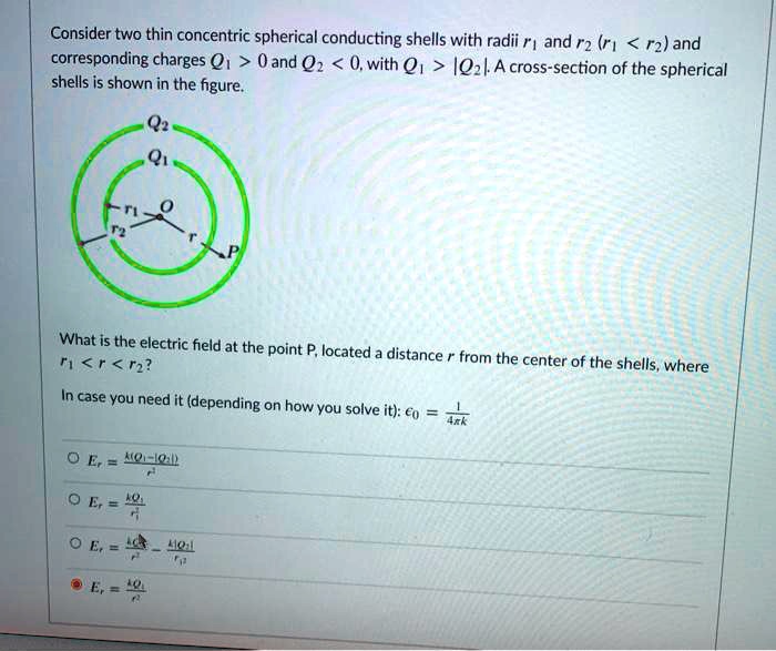 Solved Consider Two Thin Concentric Spherical Conducting Shells With