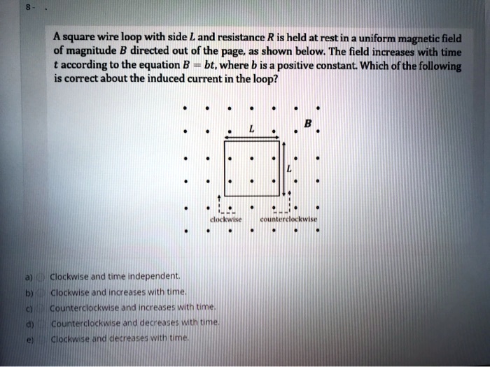 A Square Wire Loop With Side L And Resistance R Is Held At Rest In A ...