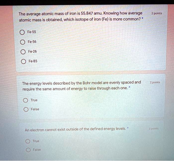 SOLVED The average atomic mass of iron is 55.847 amu. Knowing how
