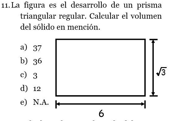 la figura es el desarrollo de un prisma triangular regular calcular el ...