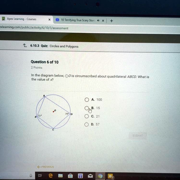 Solved in the diagram below o id circumscribed about quadrilateral