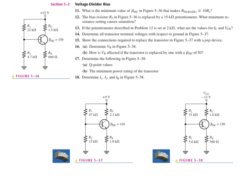 Section 52 VoltageDivider Bias 11. What is the minimum value of βDC