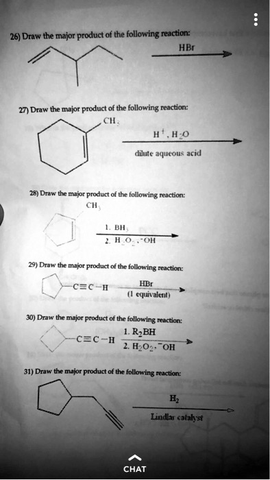 SOLVED: 26) Draw the major product of the following reaction: HBr 27 ...