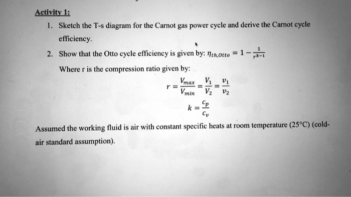 SOLVED: Activity 1: 1. Sketch the T-s diagram for the Carnot gas power ...