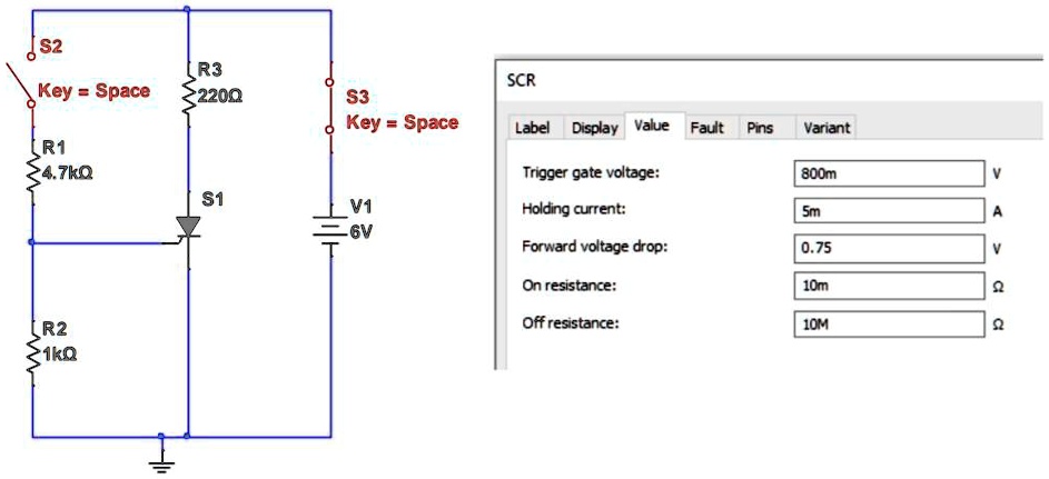 SOLVED: Create the circuit shown below. Change the SCR parameters ... Circuit Diagram