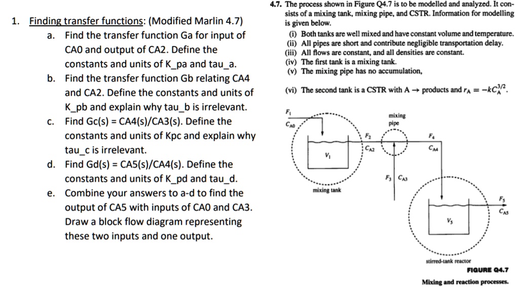 SOLVED 4.7. The process shown in Figure Q4.7 is to be modelled and
