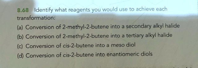 Conversion Of 2 Methyl 2 Butene Into A Secondary Alkyl Halide