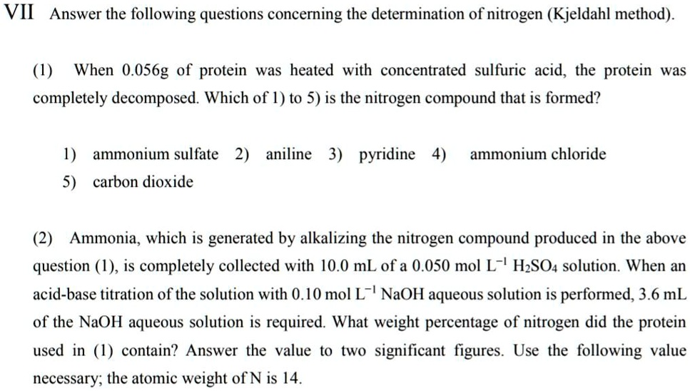 SOLVED VII Answer the following questions concerning the determination