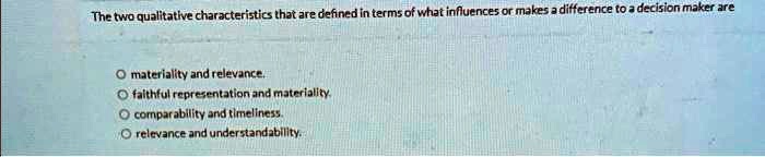 SOLVED: The two qualitative characteristics that are defined in terms ...