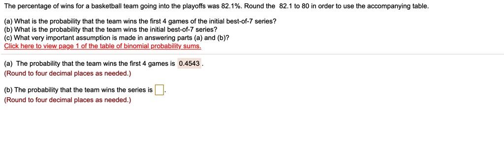 Probability of winning a best-of-7 series