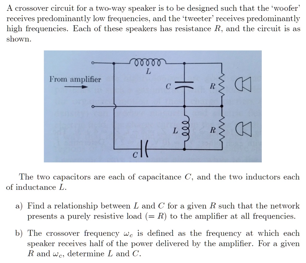 SOLVED A crossover circuit for a twoway speaker is to be designed