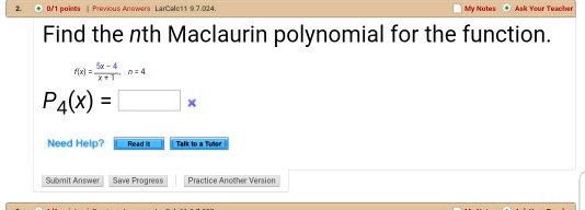Find the nth Maclaurin polynomial for the function. f(x)