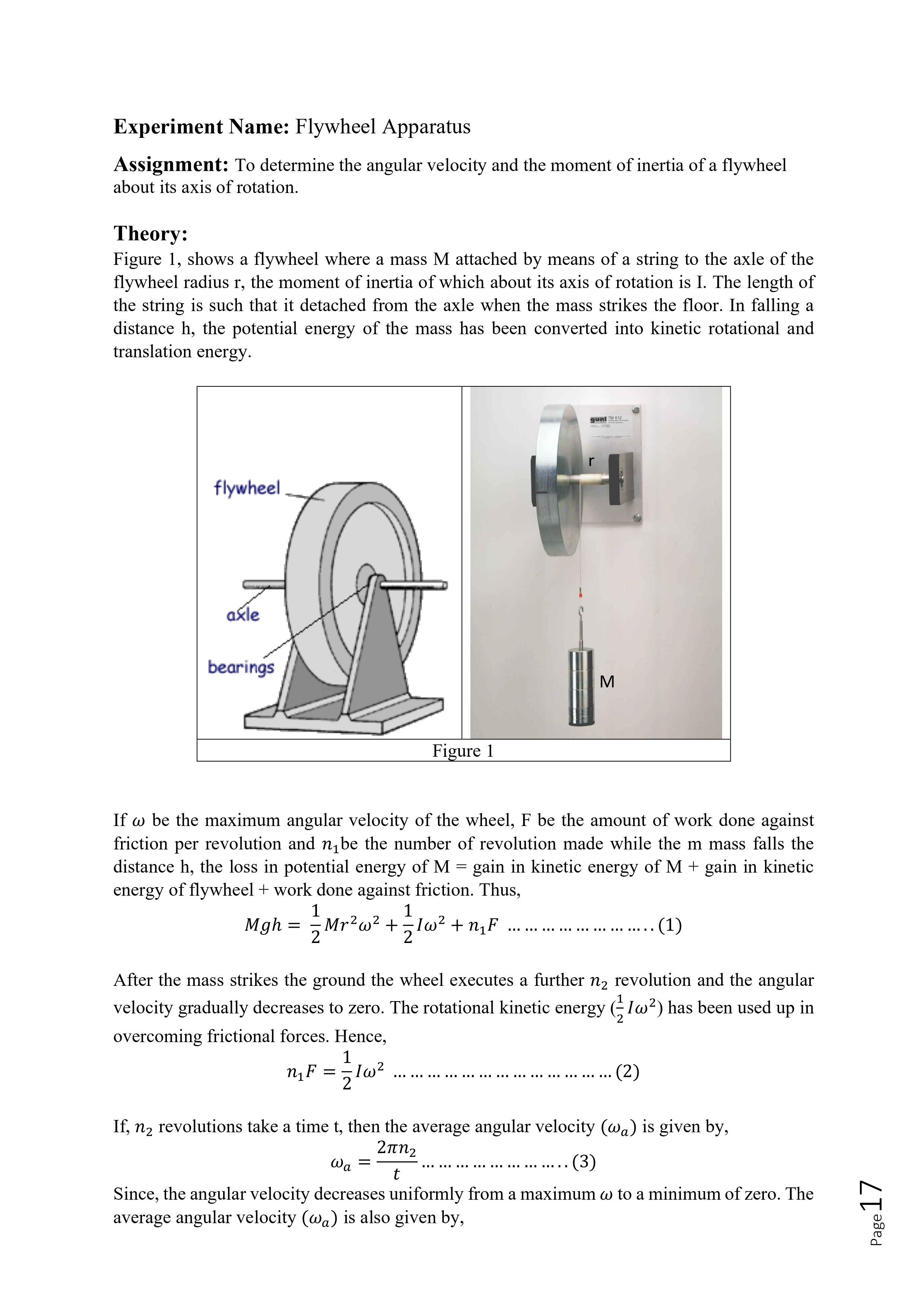 flywheel experiment lab report