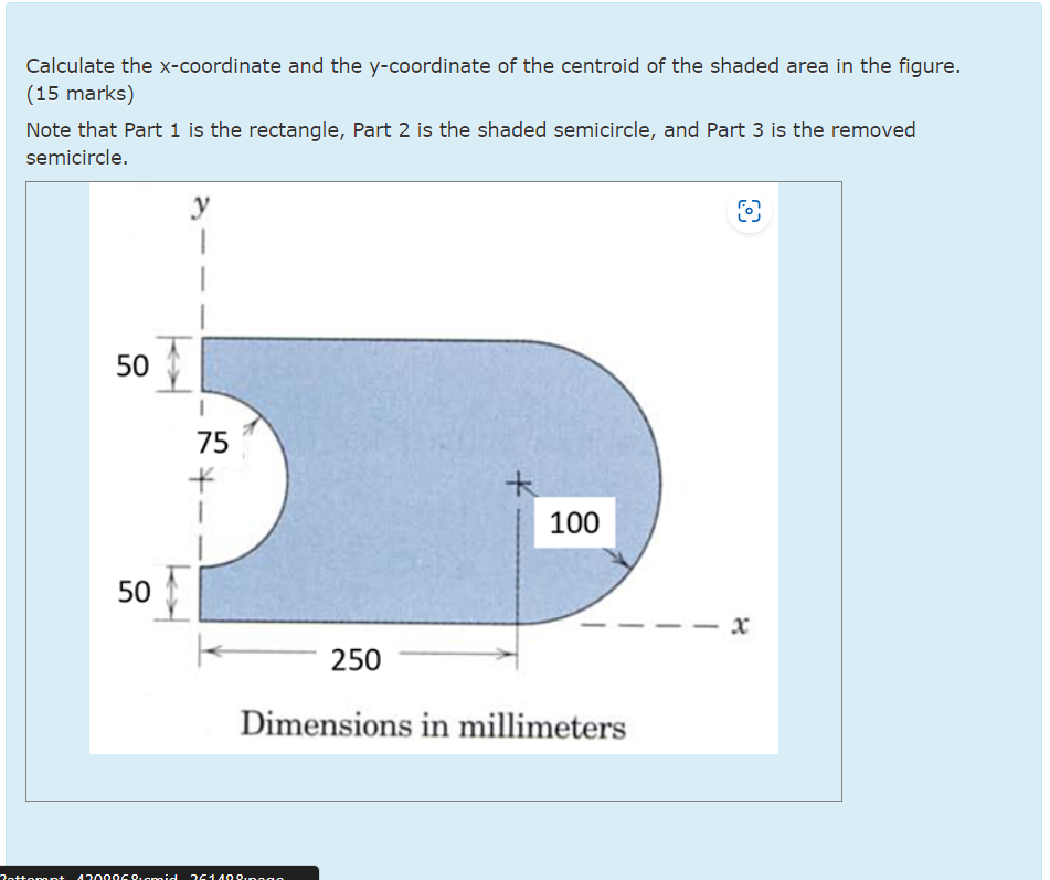 Calculate the x-coordinate and the y-coordinate of the centroid of the ...